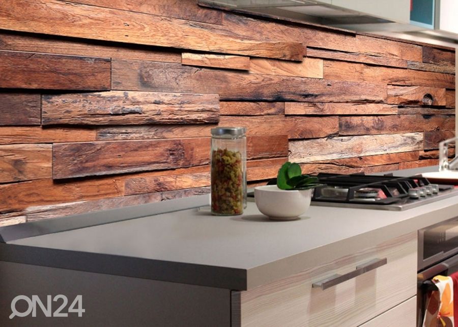 Keittiön välitila Wooden wall 180x60 cm kuvasuurennos