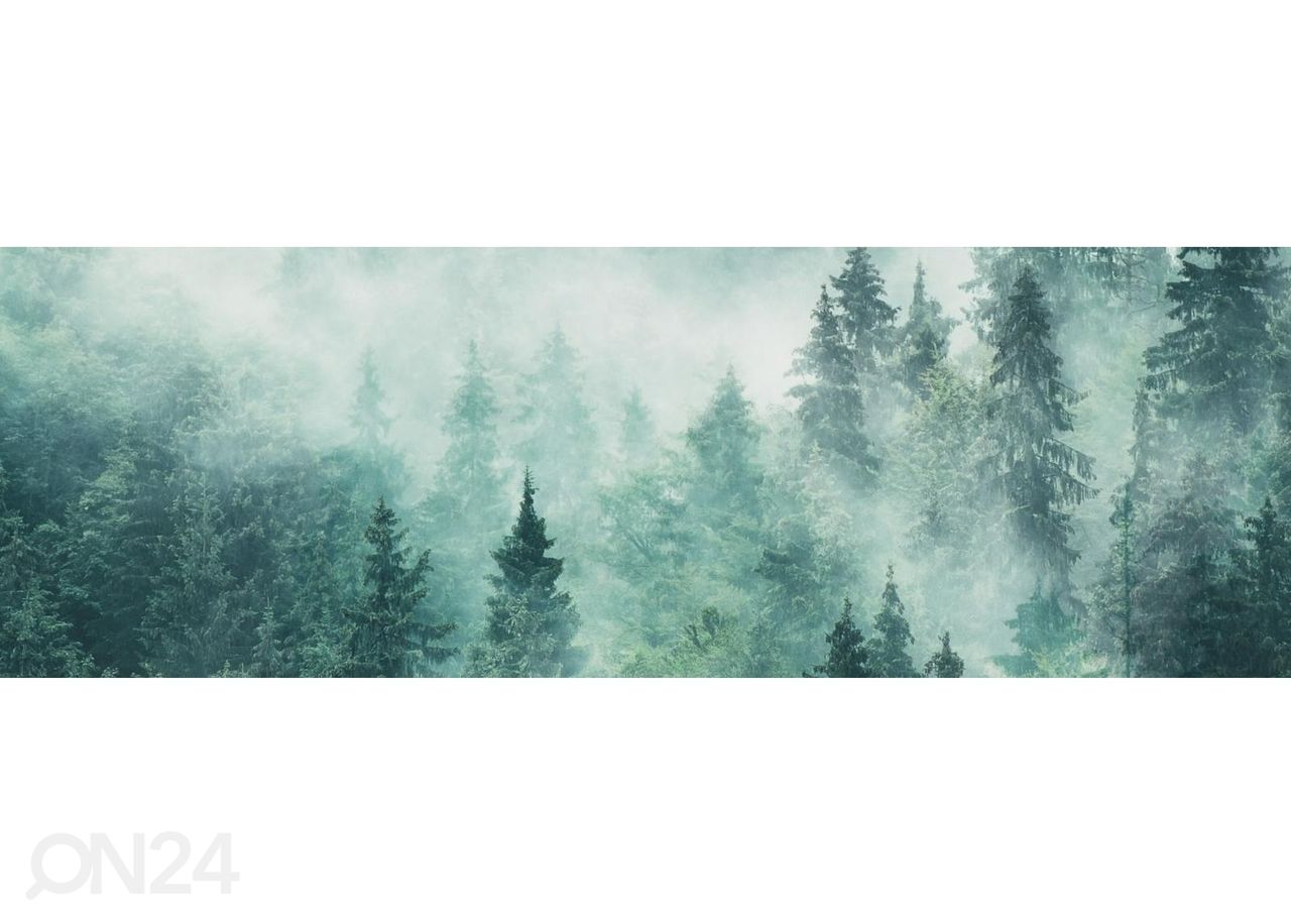 Keittiön välitilan tapetti Foggy forest 260x60 cm kuvasuurennos