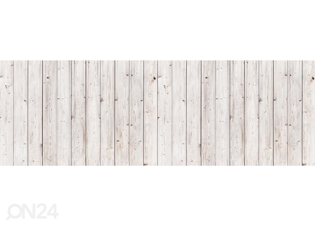 Keittiön välitilan tapetti Old white wooden wall 180x60 cm kuvasuurennos