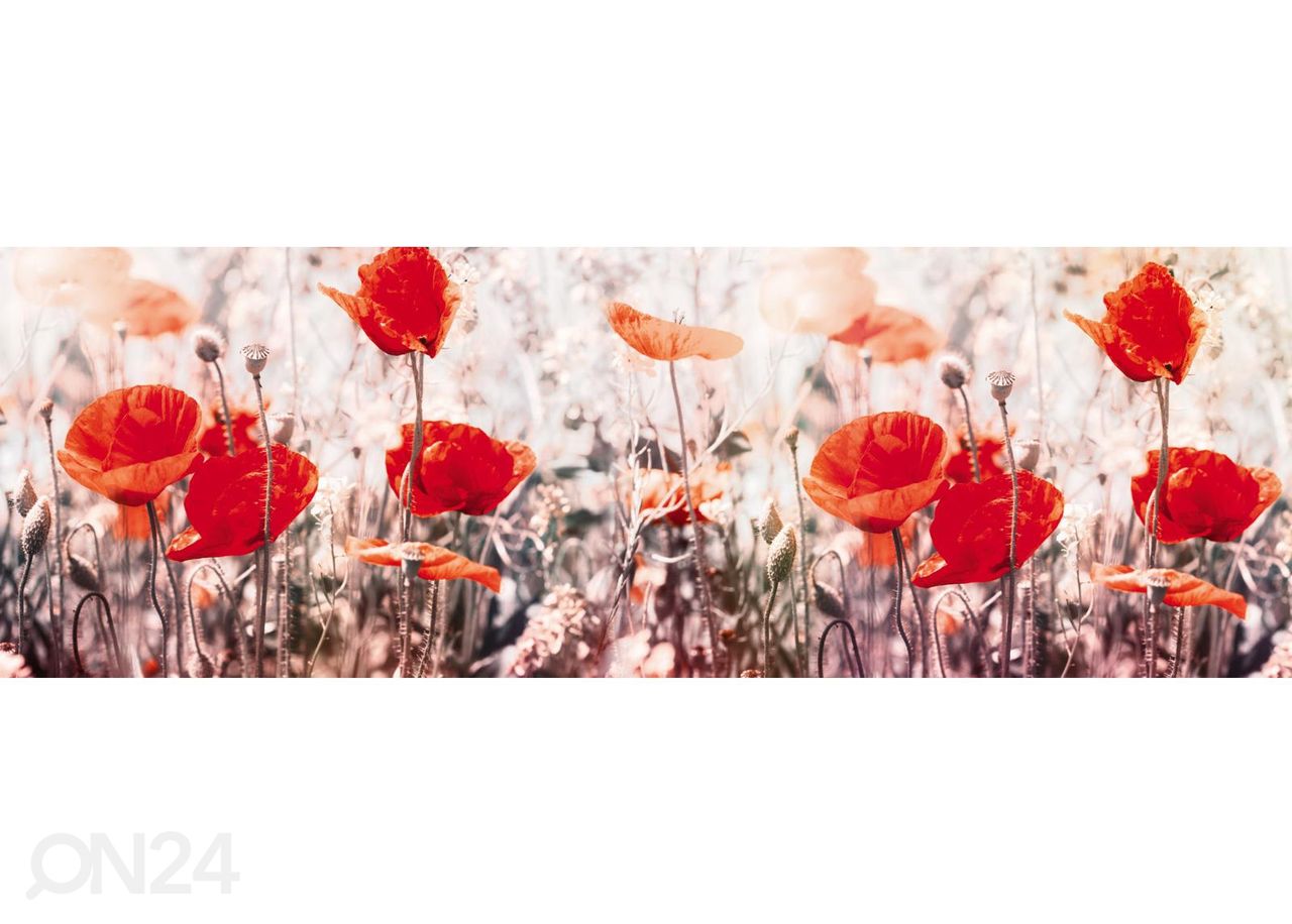 Keittiön välitilan tapetti Poppy Flowers 260x60 cm kuvasuurennos