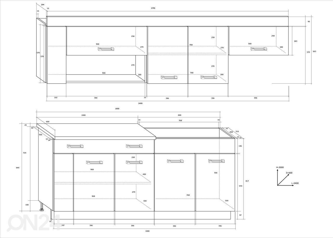 Keittiöryhmä 240 cm kuvasuurennos