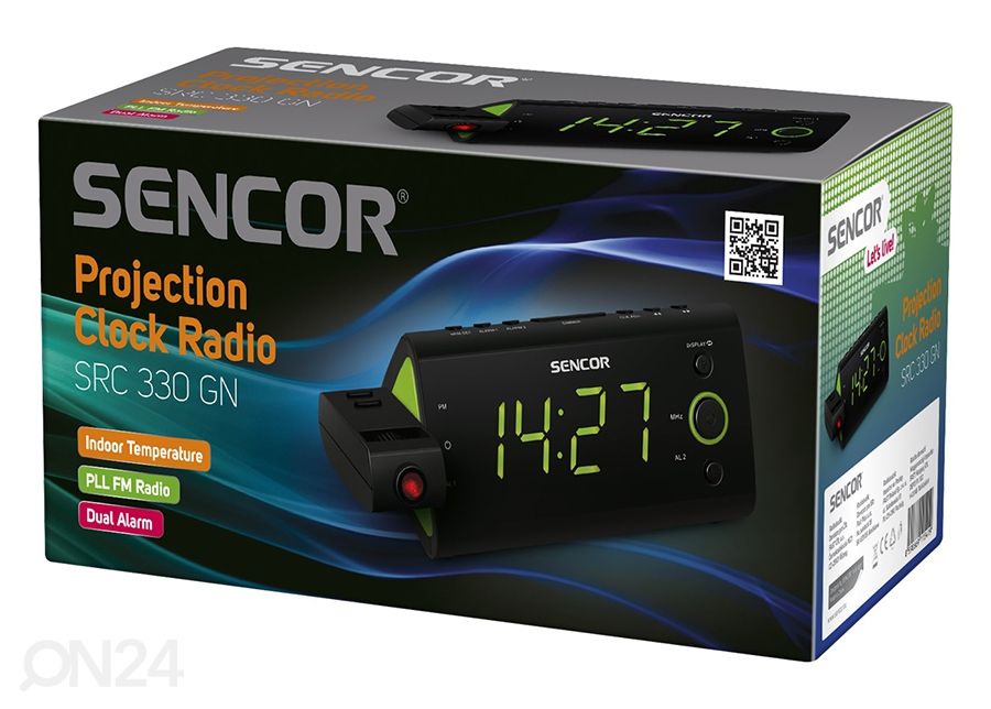 Kelloradio Sencor, musta/ vihreä kuvasuurennos
