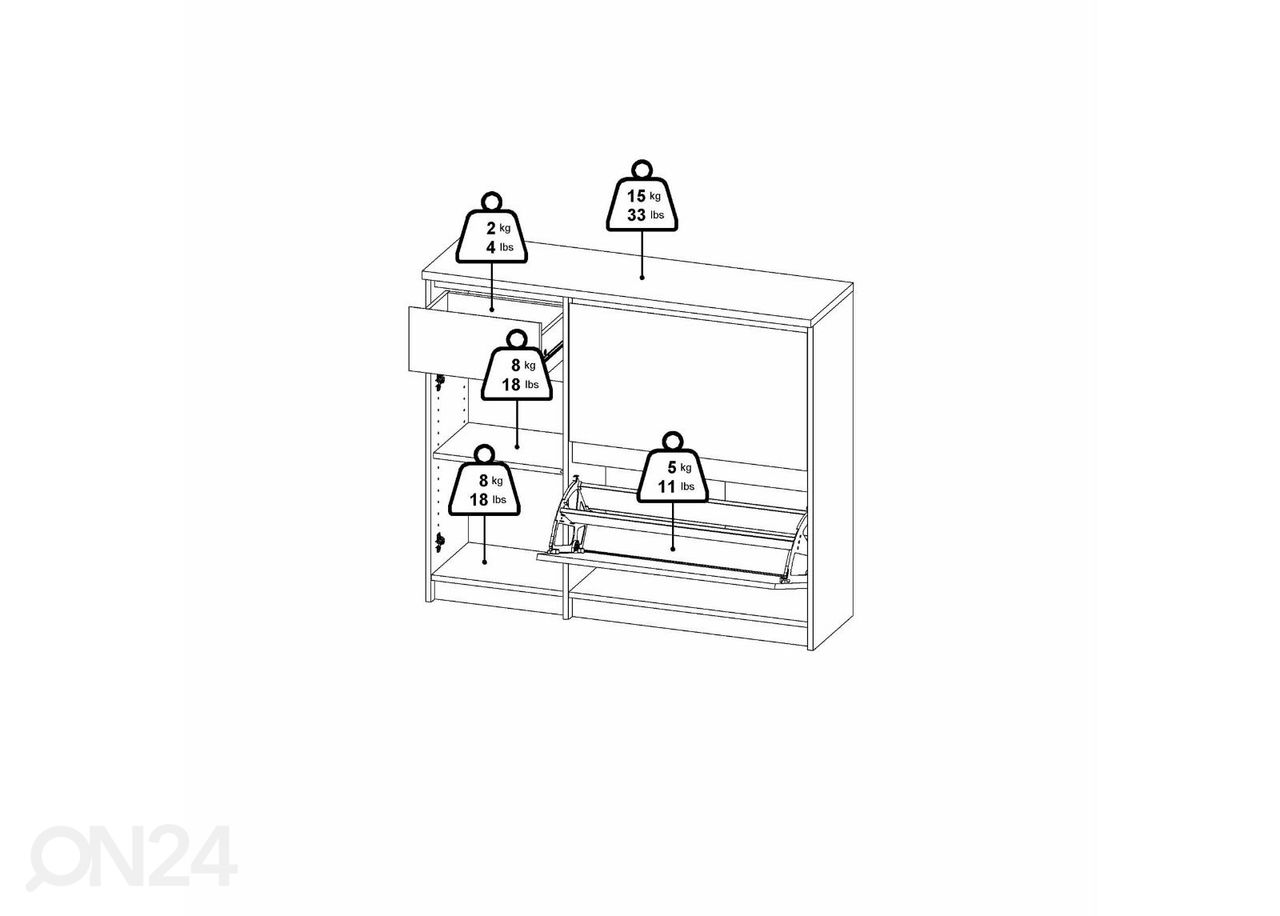 Kenkäkaappi Naia 109 cm kuvasuurennos