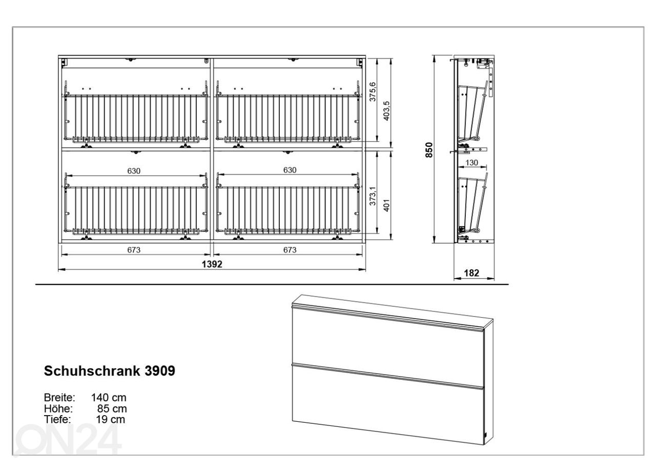 Kenkäkaappi Solino 140 cm kuvasuurennos