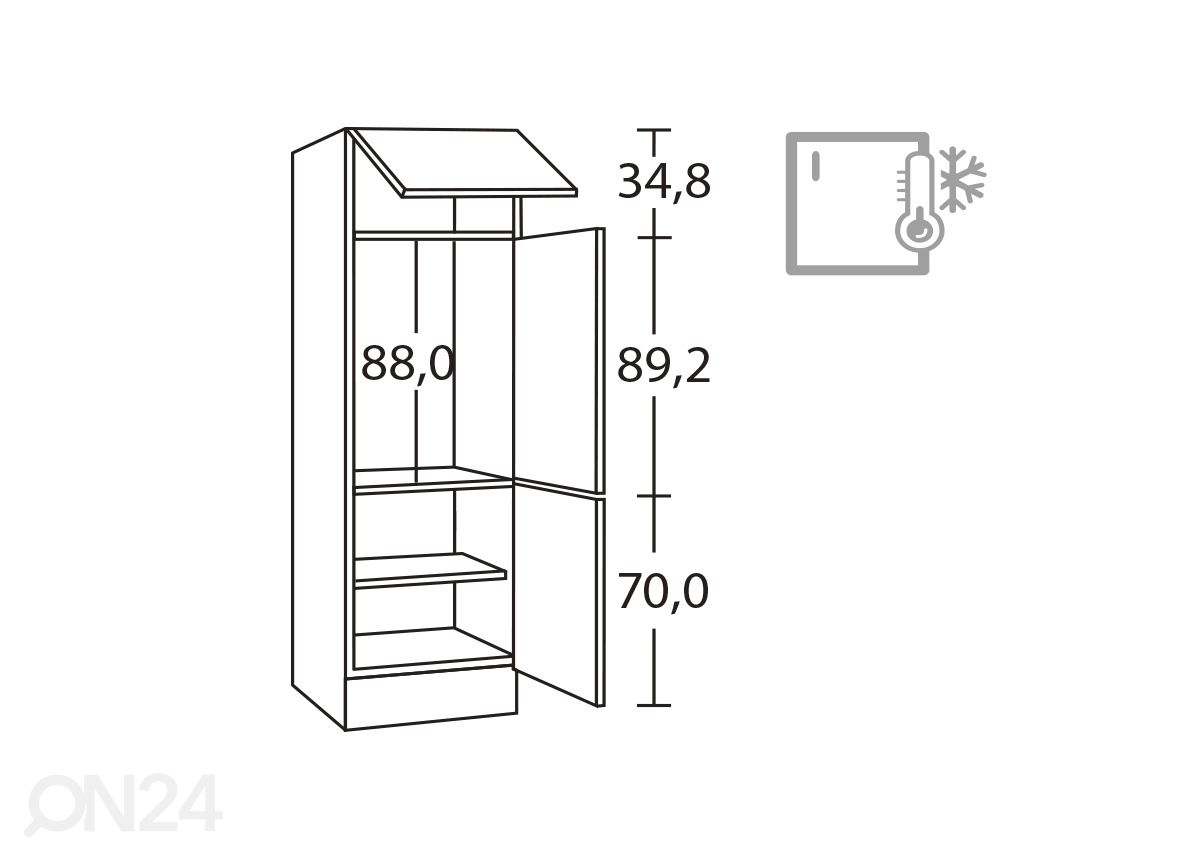 Korkea keittiöb kaappi Zamora 60 cm kuvasuurennos