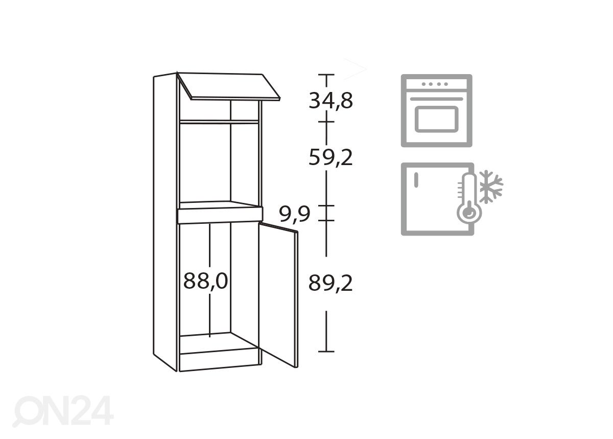 Korkea keittiön kaappi Oslo 60 cm kuvasuurennos