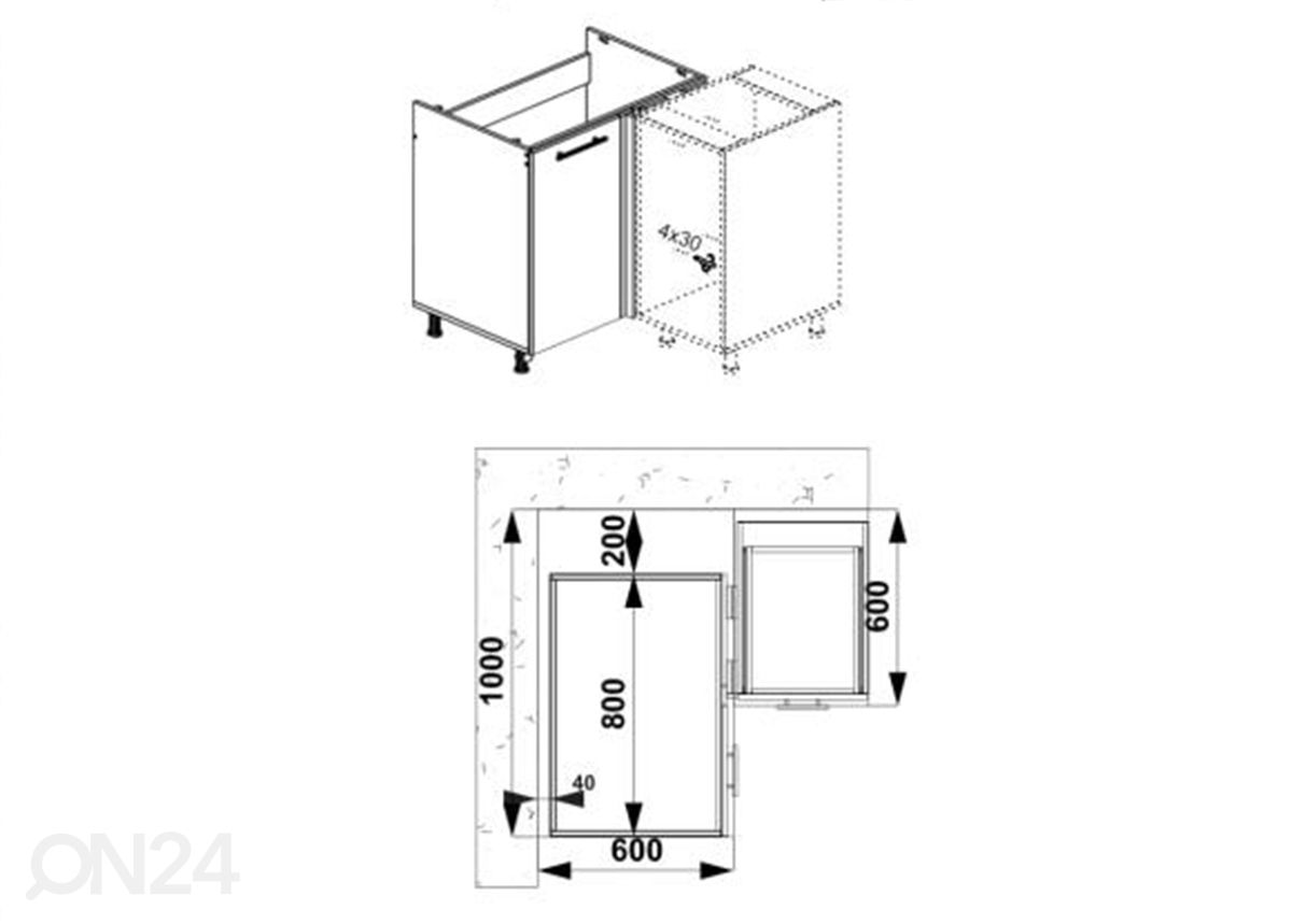 Kulmakaappi 100 cm kuvasuurennos