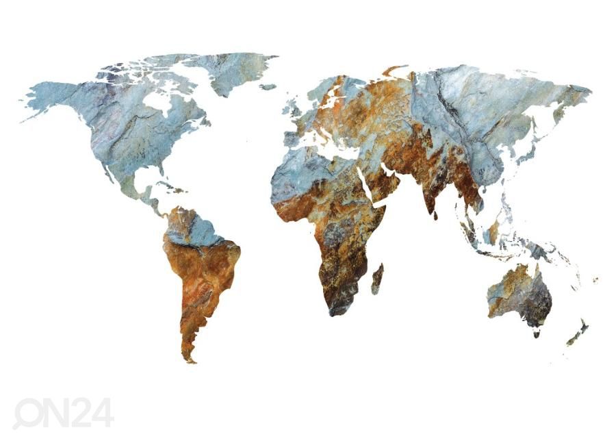 Kuvatapetti Rock Textured World Map on the White Background 358x254 cm kuvasuurennos