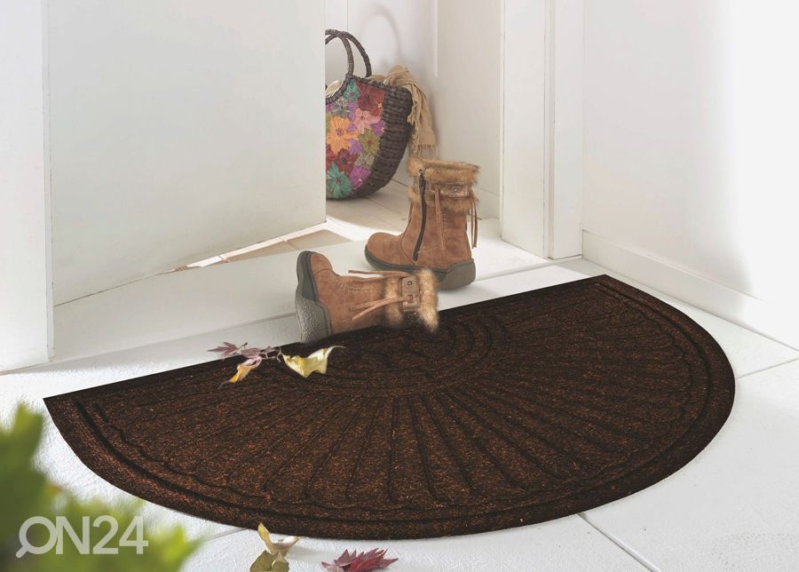 Kynnysmatto Dune Halfmoon dark brown 85x55 cm kuvasuurennos