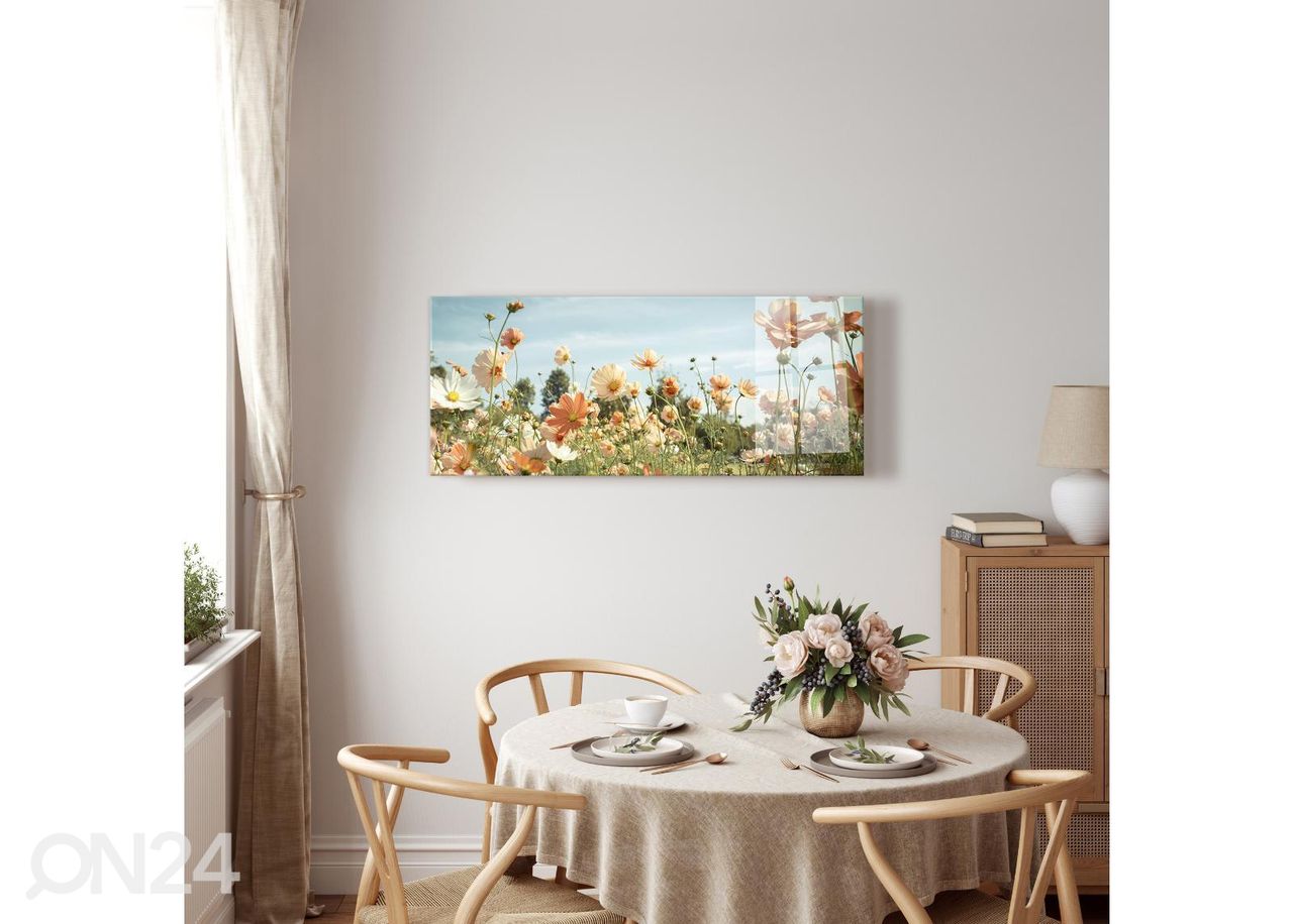 Lasikuva Yellow Meadow 125x50 cm kuvasuurennos