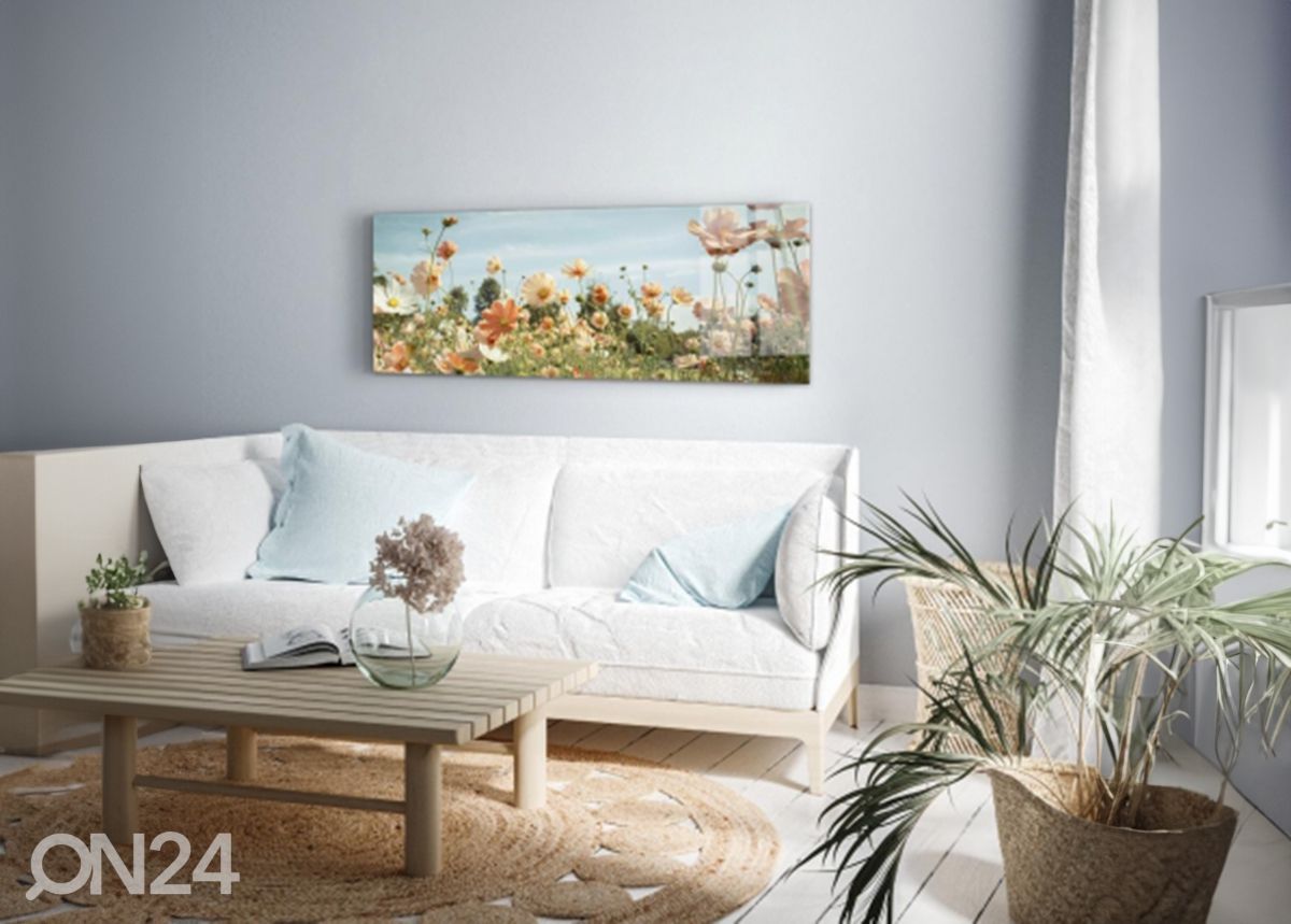 Lasikuva Yellow Meadow 125x50 cm kuvasuurennos