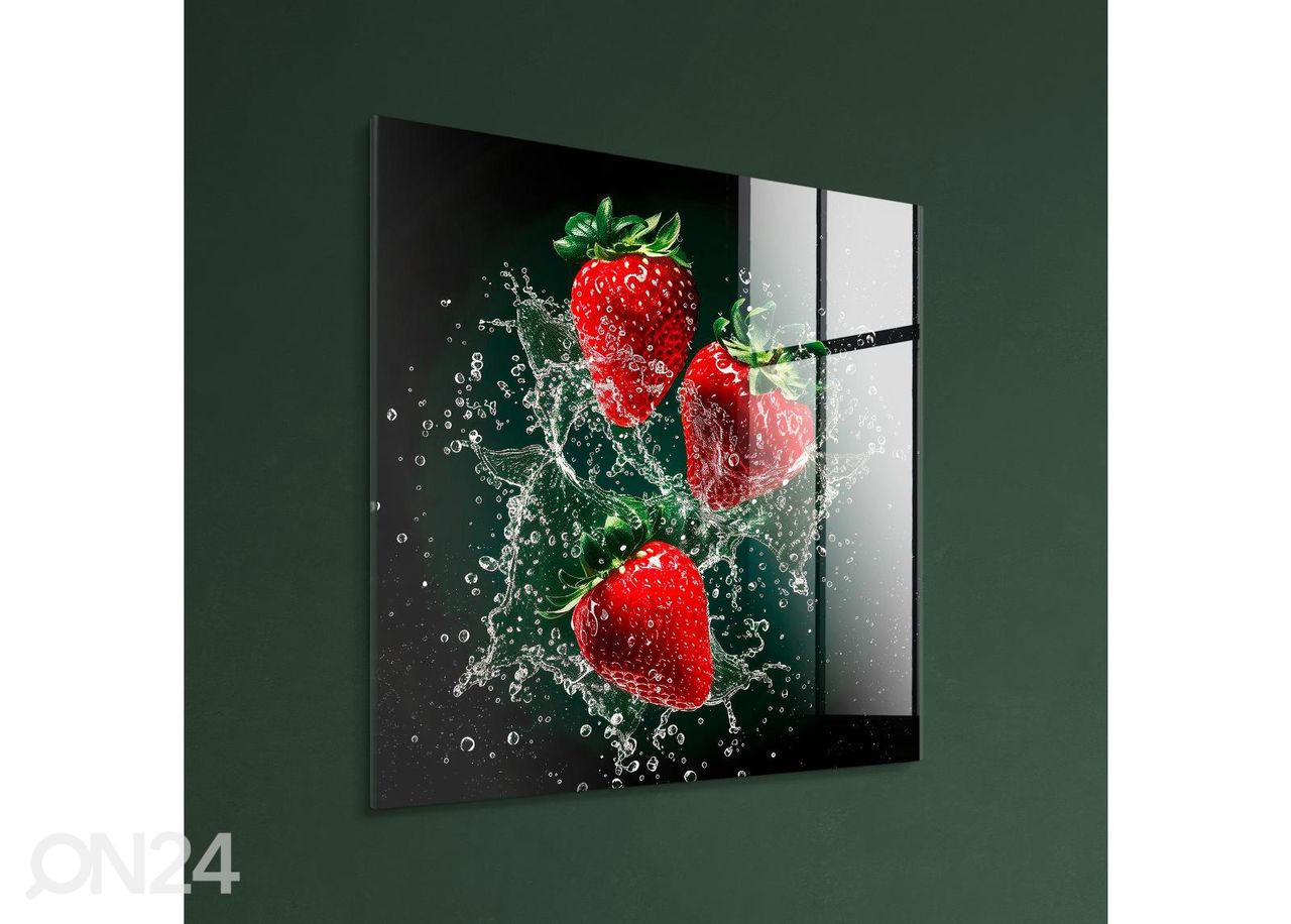 Lasitaulu Strawberries 30x30 cm kuvasuurennos