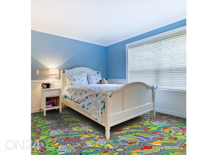 Lastenhuoneen matto AUTOTIET 200x300 cm kuvasuurennos