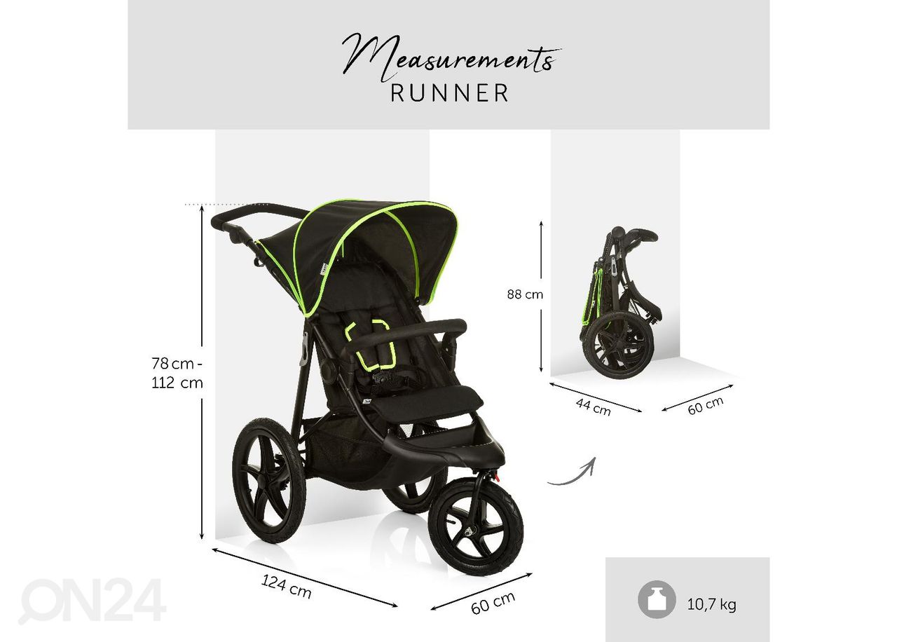 Lastenrattaat Hauck Comfort Runner musta/neon keltainen kuvasuurennos