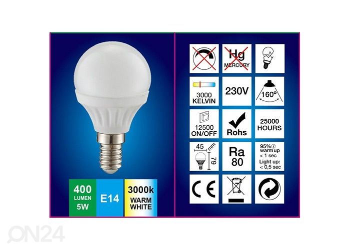 LED lamppu E14 5 W, 4 kpl kuvasuurennos