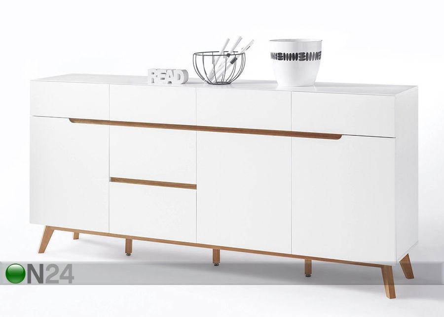 Leveä lipasto Cervo 193 cm, puiset jalat kuvasuurennos