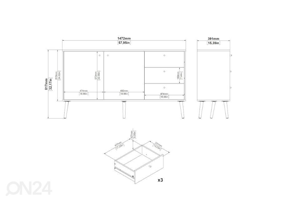 Lipasto Bodo 147 cm kuvasuurennos