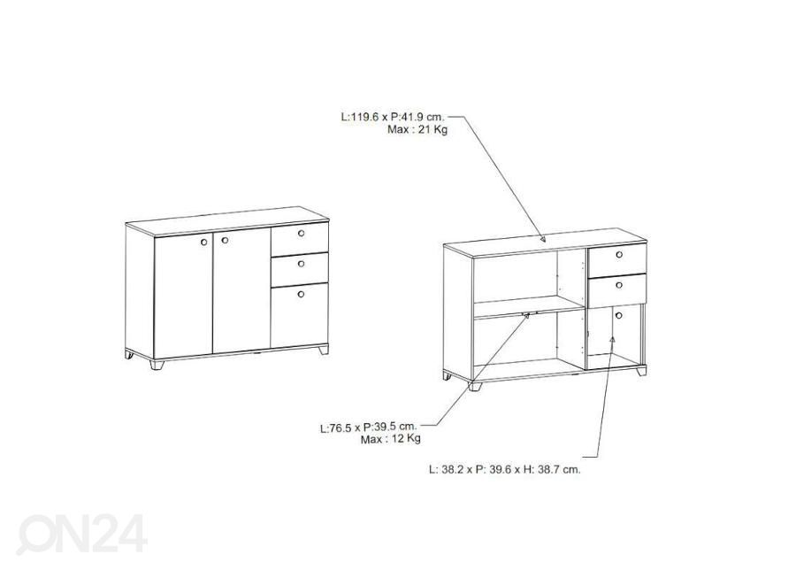 Lipasto Izzy 120 cm kuvasuurennos