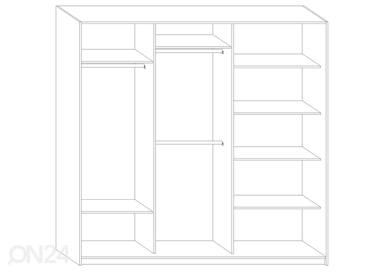 Liukuovikaappi Durrus II 220 cm kuvasuurennos