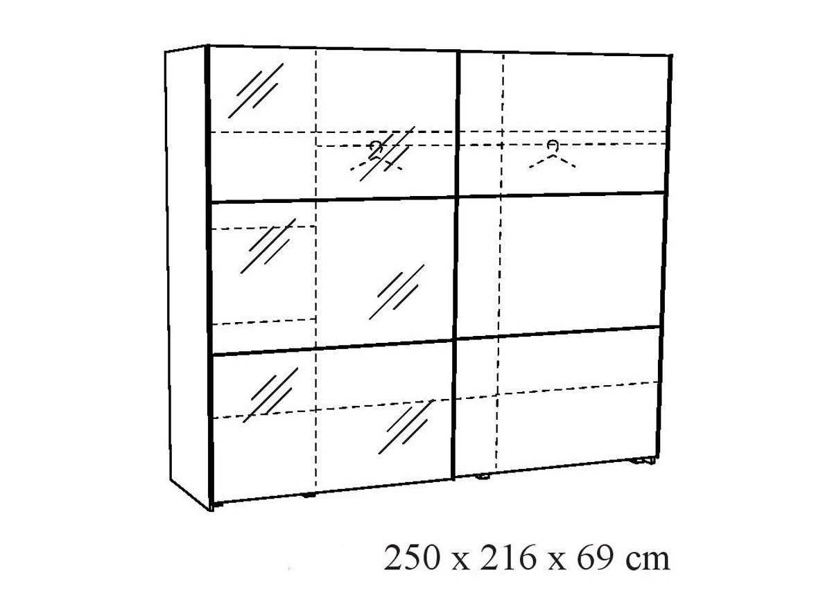 Liukuovikaappi Helga 250 cm kuvasuurennos