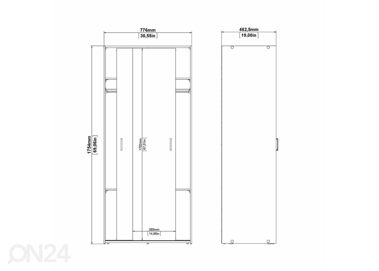 Liukuovikaappi Space 78 cm kuvasuurennos