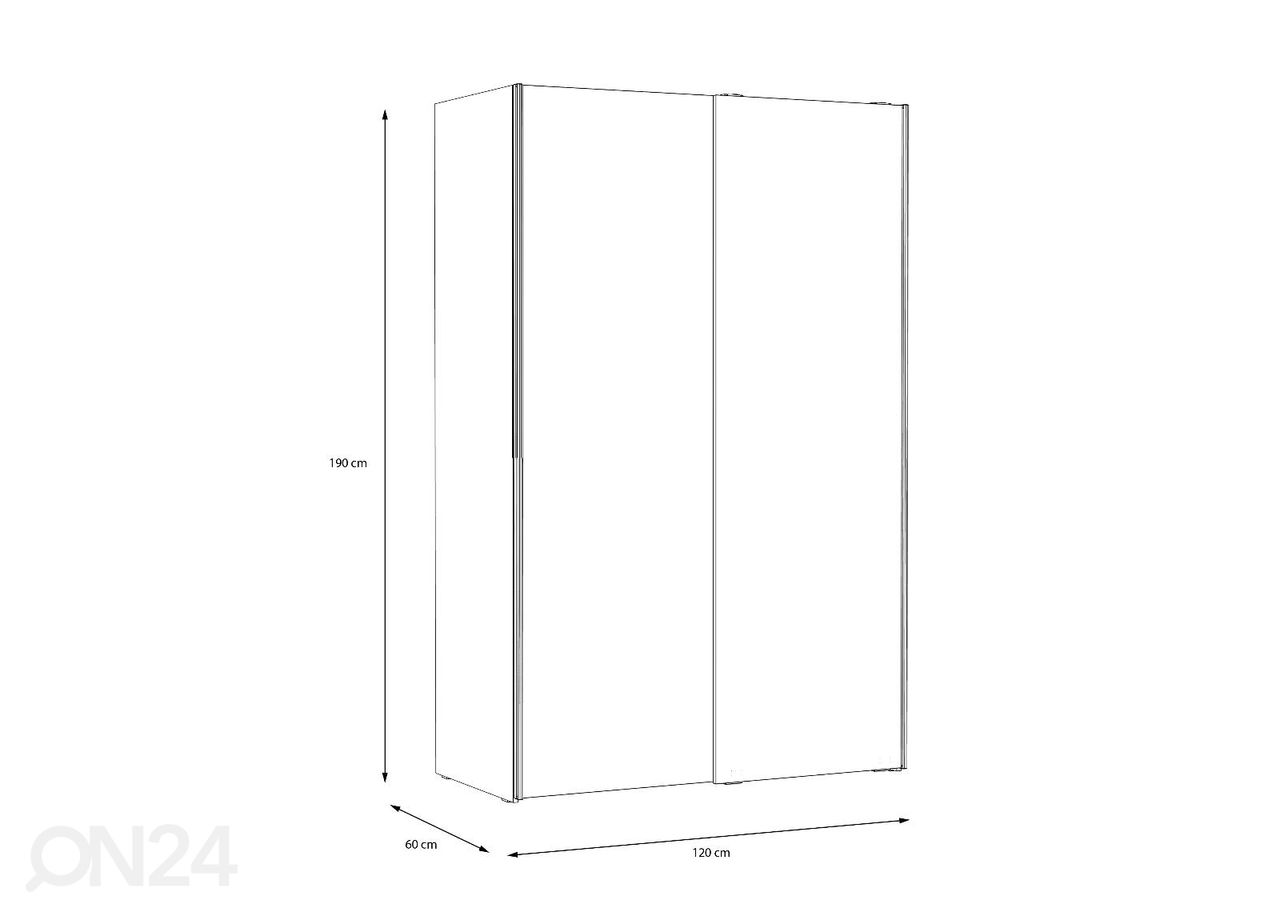 Liukuovinen vaatekaappi Arco 120 cm kuvasuurennos