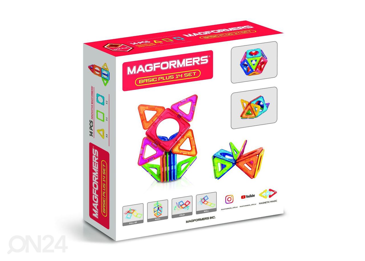 Magformers Magneetti rakennussarja Basic Plus, 14 osaa kuvasuurennos