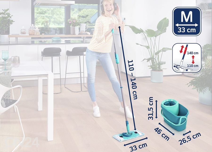 Moppisetti Leifheit Clean Twist M Erg pyörillä kuvasuurennos