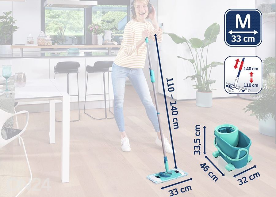 Moppisetti Leifheit Clean Twist M Erg pyörillä kuvasuurennos