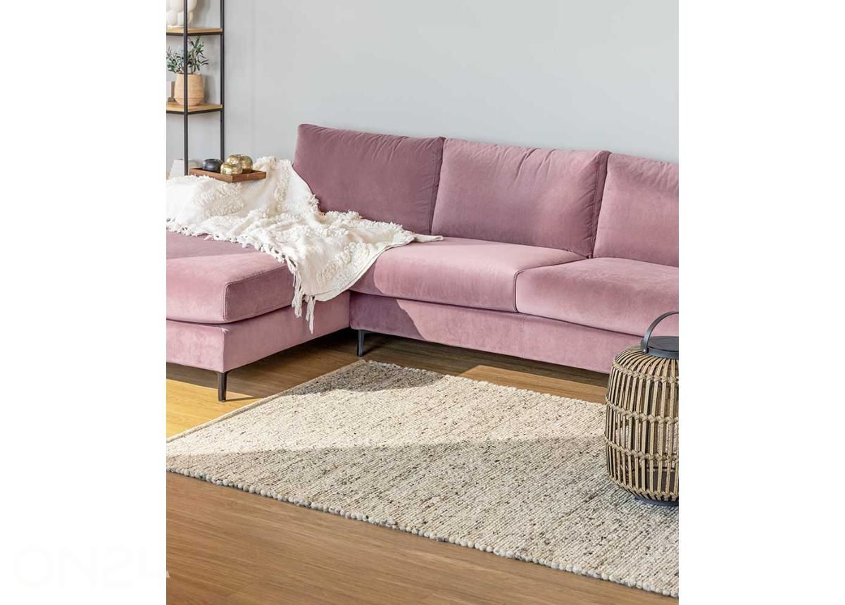 Narma käsinkudottu villamatto Hygge beige 90x160 cm kuvasuurennos