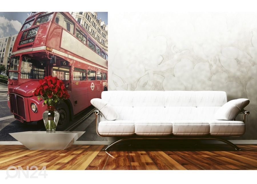 Non-woven kuvatapetti Double decker bus 150x250 cm kuvasuurennos