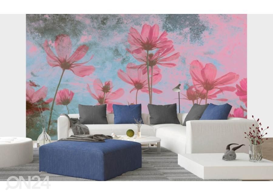 Non-woven kuvatapetti Pink Flower Abstract 150x250 cm kuvasuurennos