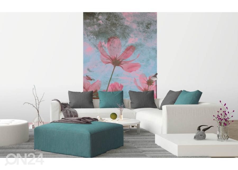 Non-woven kuvatapetti Pink Flower Abstract 150x250 cm kuvasuurennos