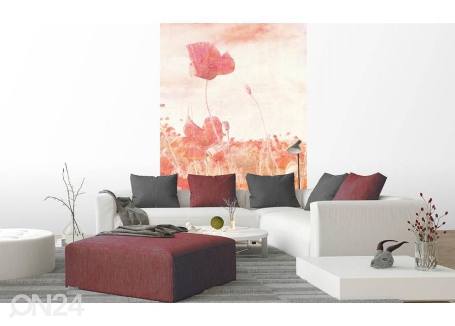 Non-woven kuvatapetti Poppies Abstract 150x250 cm kuvasuurennos