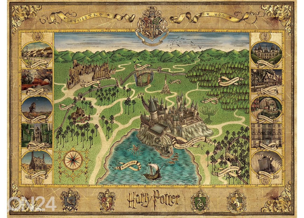 Palapeli Ravensburger Harry Potter Tylypahkan kartta 1500 palaa kuvasuurennos