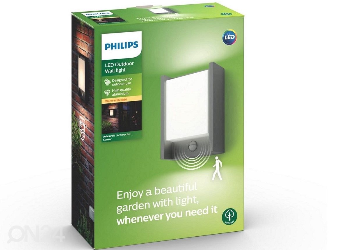 Philips Arbour seinävalaisin liiketunnistimella 1x6 W 600lm 2700K kuvasuurennos