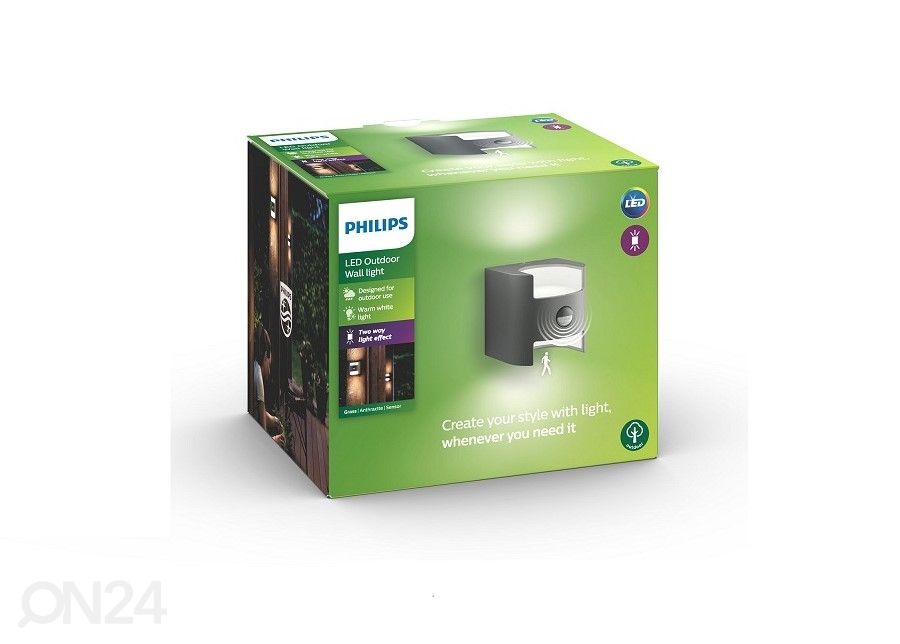 Philips Grass seinävalaisin liiketunnistimella 2x5,5 W 800lm 2700K kuvasuurennos