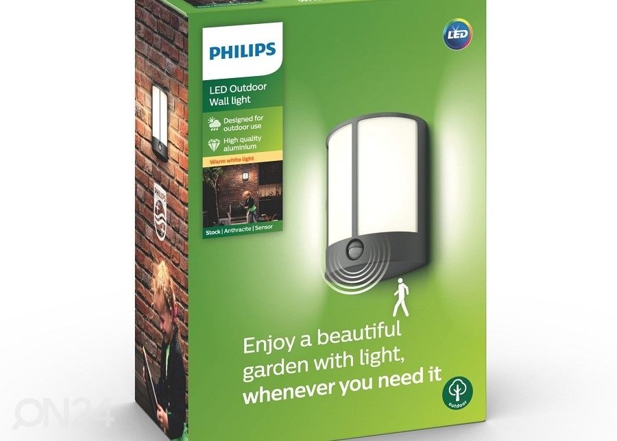 Philips Stock seinävalaisin liiketunnistimella 1x6 W 600lm 2700K kuvasuurennos