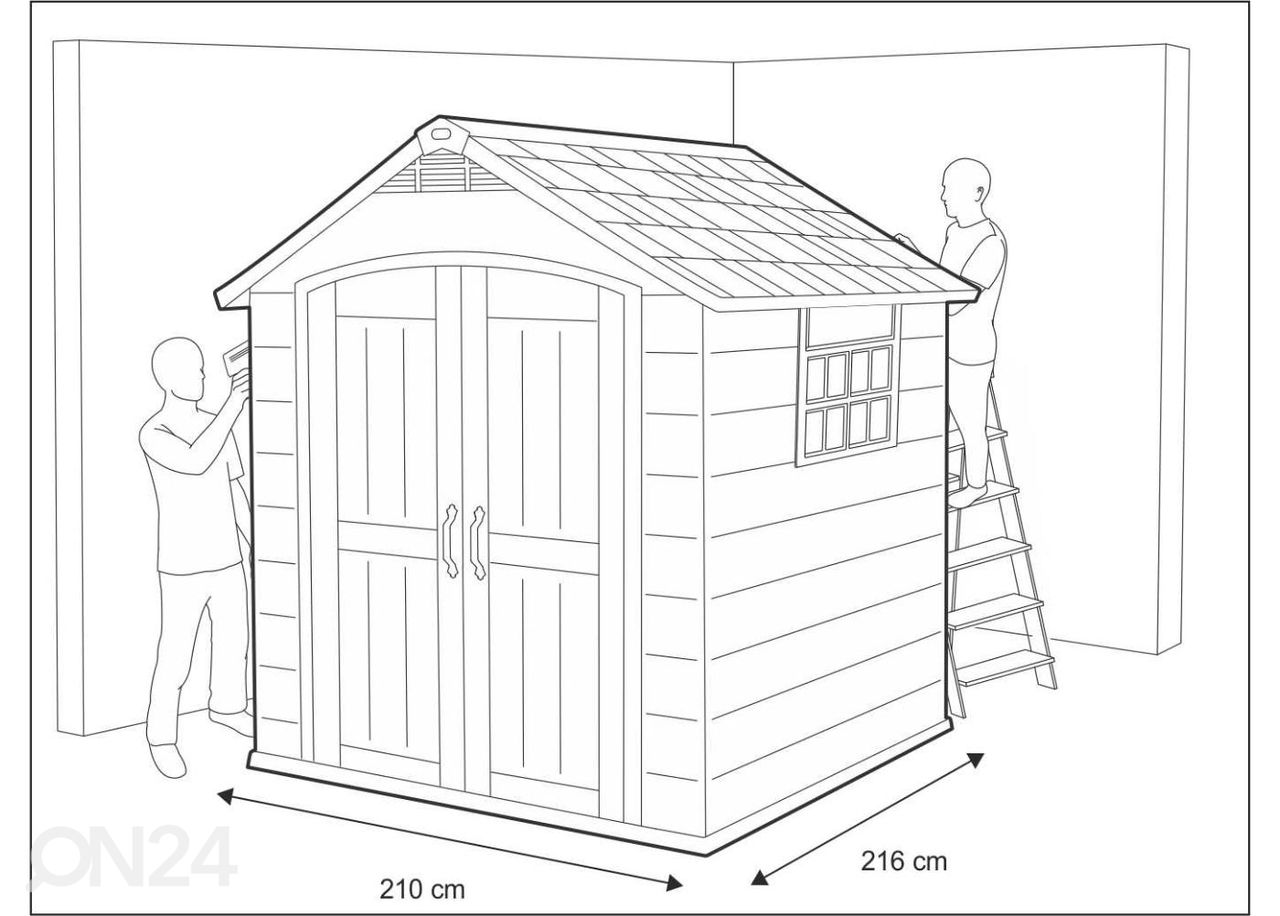 Pihavarasto Premier 757, 4 m², harmaa kuvasuurennos mitat