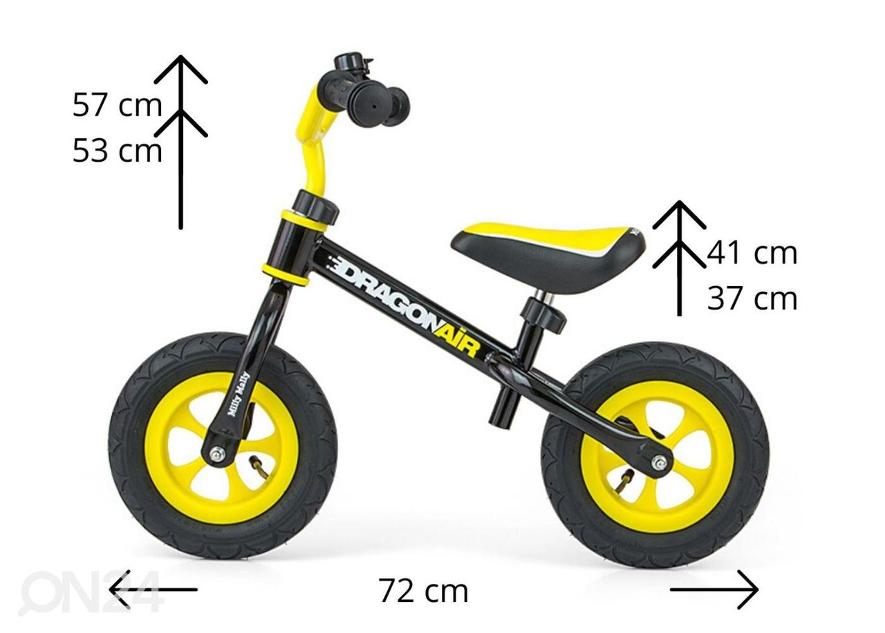 Potkupyörä Milly Mally Dragon AIR keltainen/musta kuvasuurennos