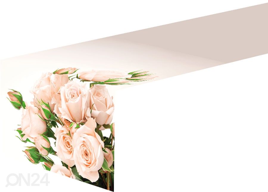 Pöytäliina CREAM ROSES 60x160 cm kuvasuurennos