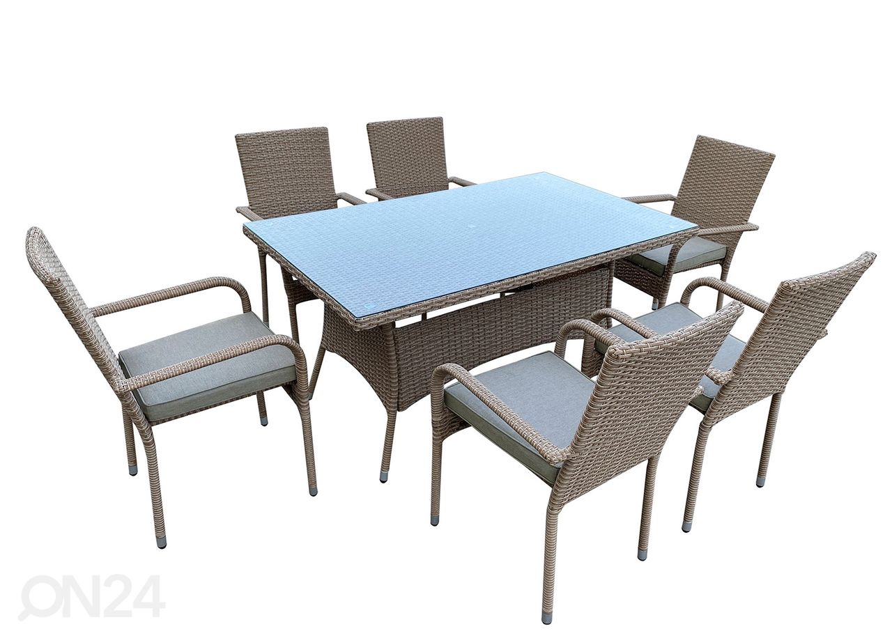 Puutarhapöytä + 6 tuolia kuvasuurennos