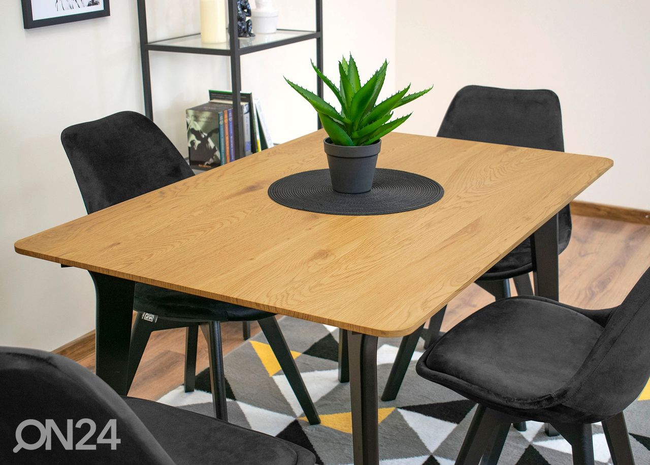 Ruokapöytä Monti 80x120 cm, tammi/musta kuvasuurennos