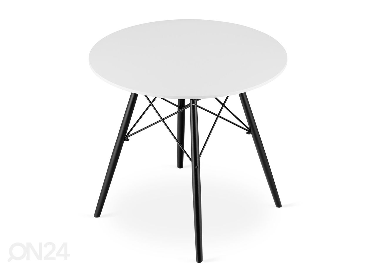 Ruokapöytä Todi Ø 80 cm, valkoinen/musta kuvasuurennos