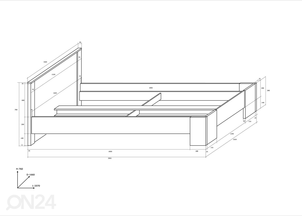 Sänky Bally 160x200 cm kuvasuurennos