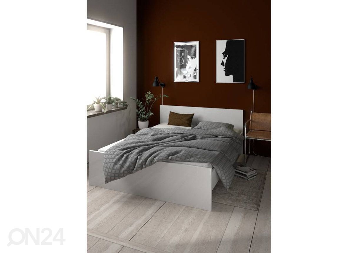 Sänky Naia 160x200 cm, valkoinen korkeakiilto kuvasuurennos