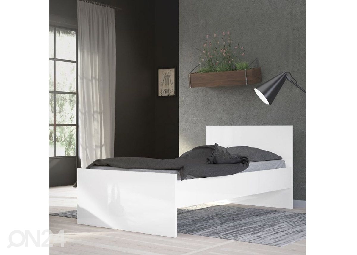 Sänky Naia 90x190 cm, valkoinen korkeakiilto kuvasuurennos