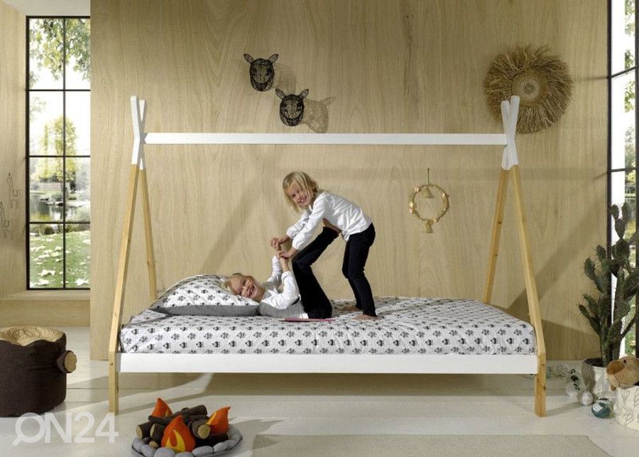 Sänky Tipi 90x200 cm, valkoinen/ luonnollinen kuvasuurennos