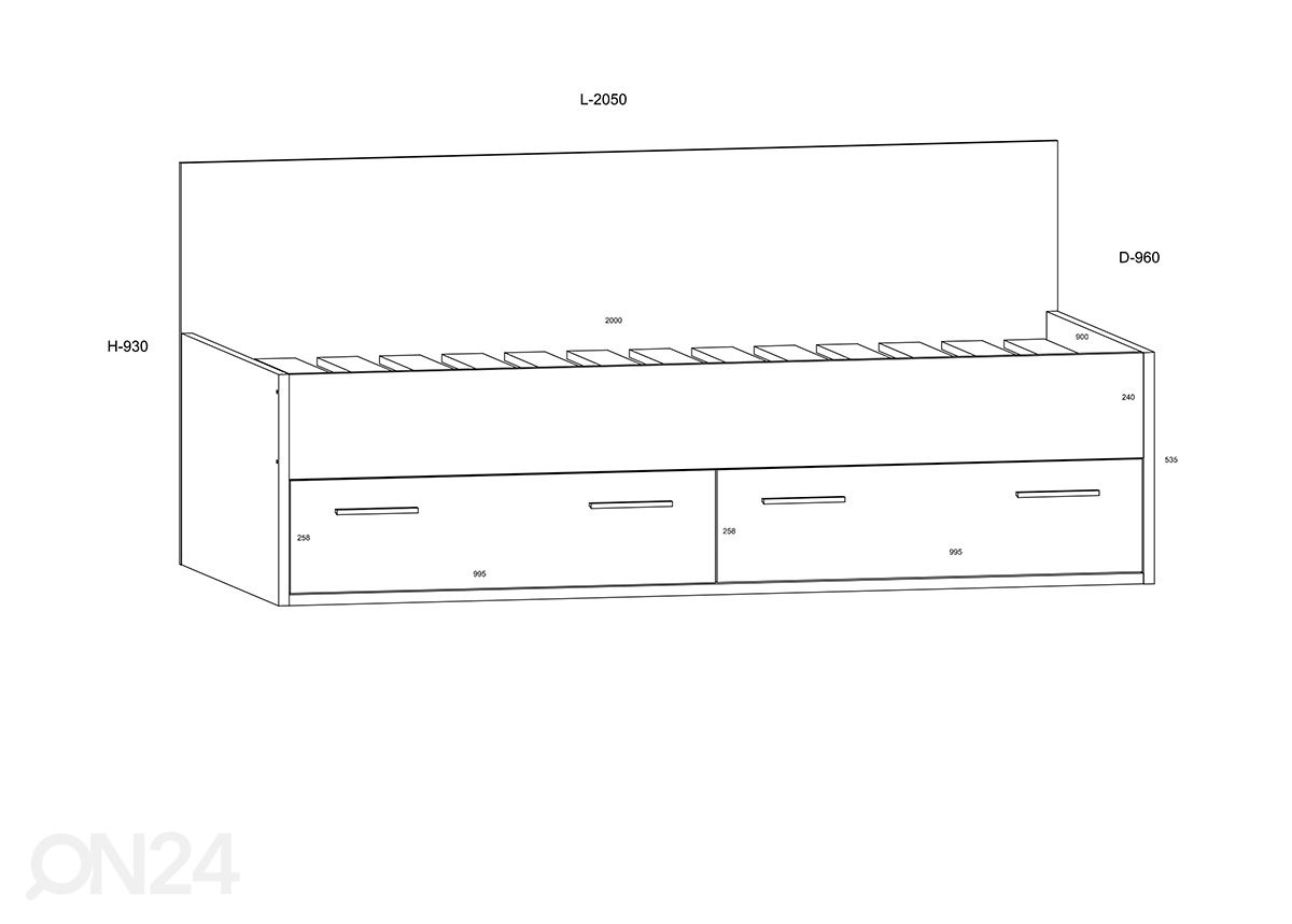 Sänky vuodevaatelaatikolla Blarney 90x200 cm kuvasuurennos