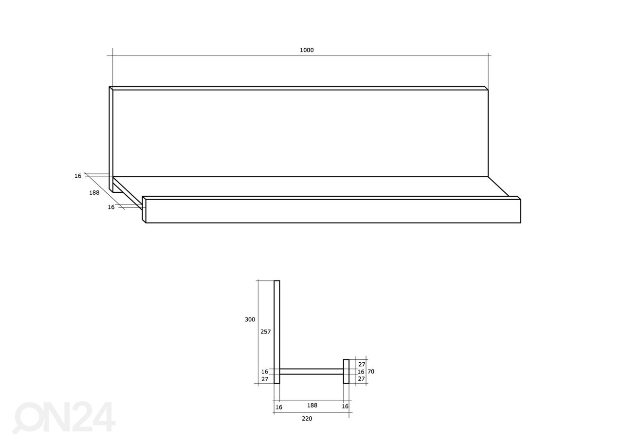 Seinähylly Cobhy 100 cm kuvasuurennos